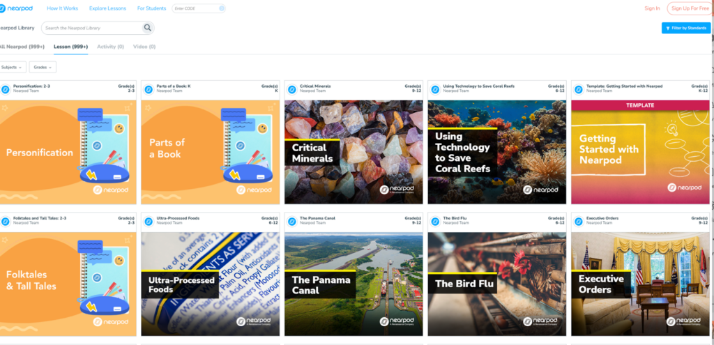 Nearpod provides educators with resource libraries to support lesson planning & learning content creation.