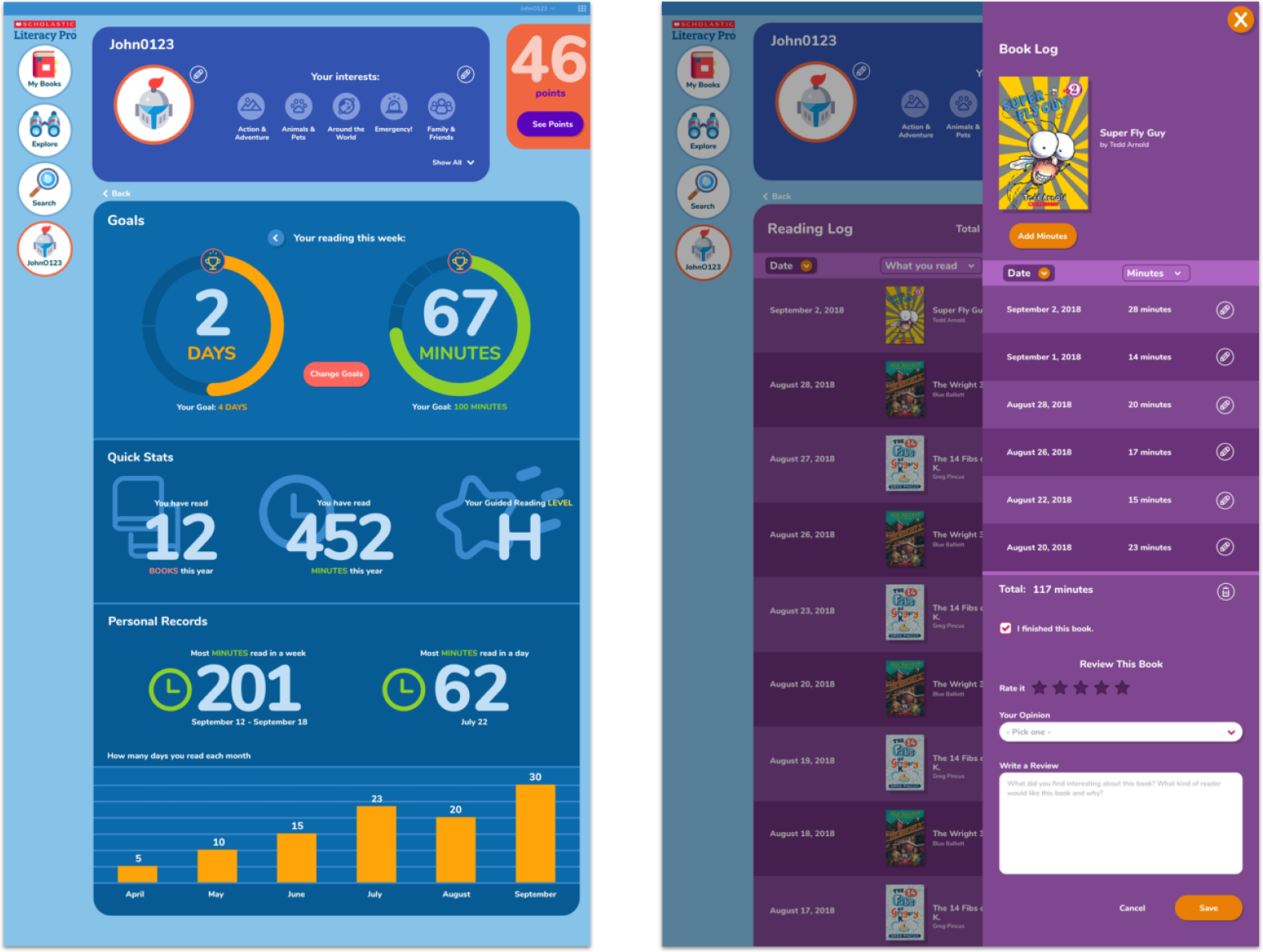 Tracking your reading results and progress in Scholastic Literacy Pro :  Snapplify