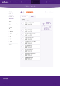 BellXcel's Program Planner with a list of pre-loaded tasks in the "Active Tasks" column