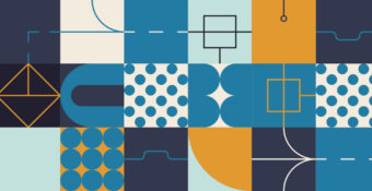Abstract blue and yellow patterned header